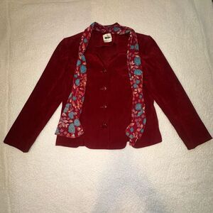 Leslie Fay Vintage Red Jacket W/ Floral Scarf